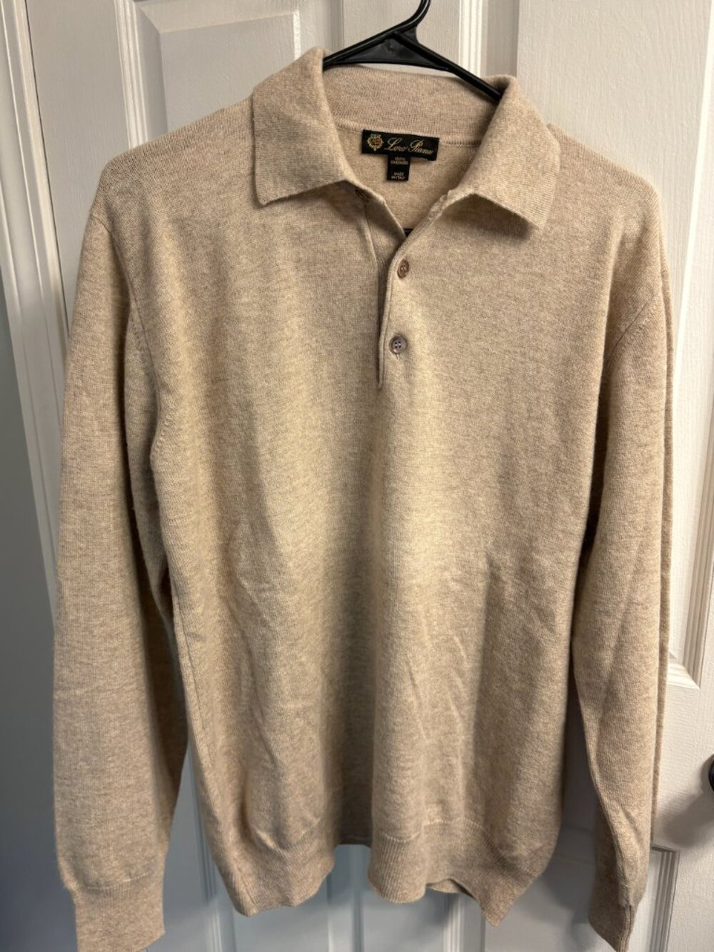 Loro Piana 100% Cashmere Beige Polo Sweater | Made in Italy